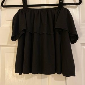 TopShop Black Of The Shoulder Crop Top
